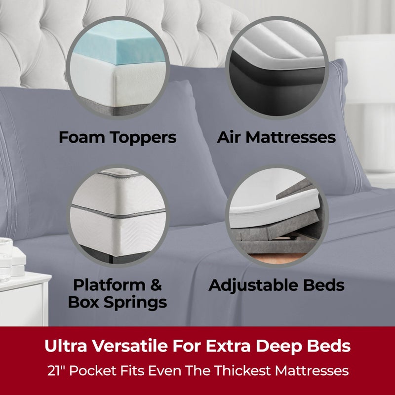 Mellanni Extra Deep Twin Sheets - 3 PC Iconic Collection Bedding - Hotel Luxury, Ultra Soft, Cooling Bed Sheets - Wrinkle, Fade, Stain Resistant (Twin, Navy Blue) - Image 2